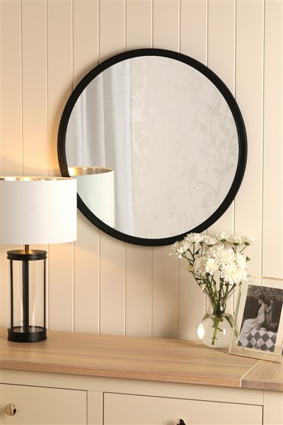 (image for) Laura Ashley Harrington Mirror Matt Black and Mirror 60cm